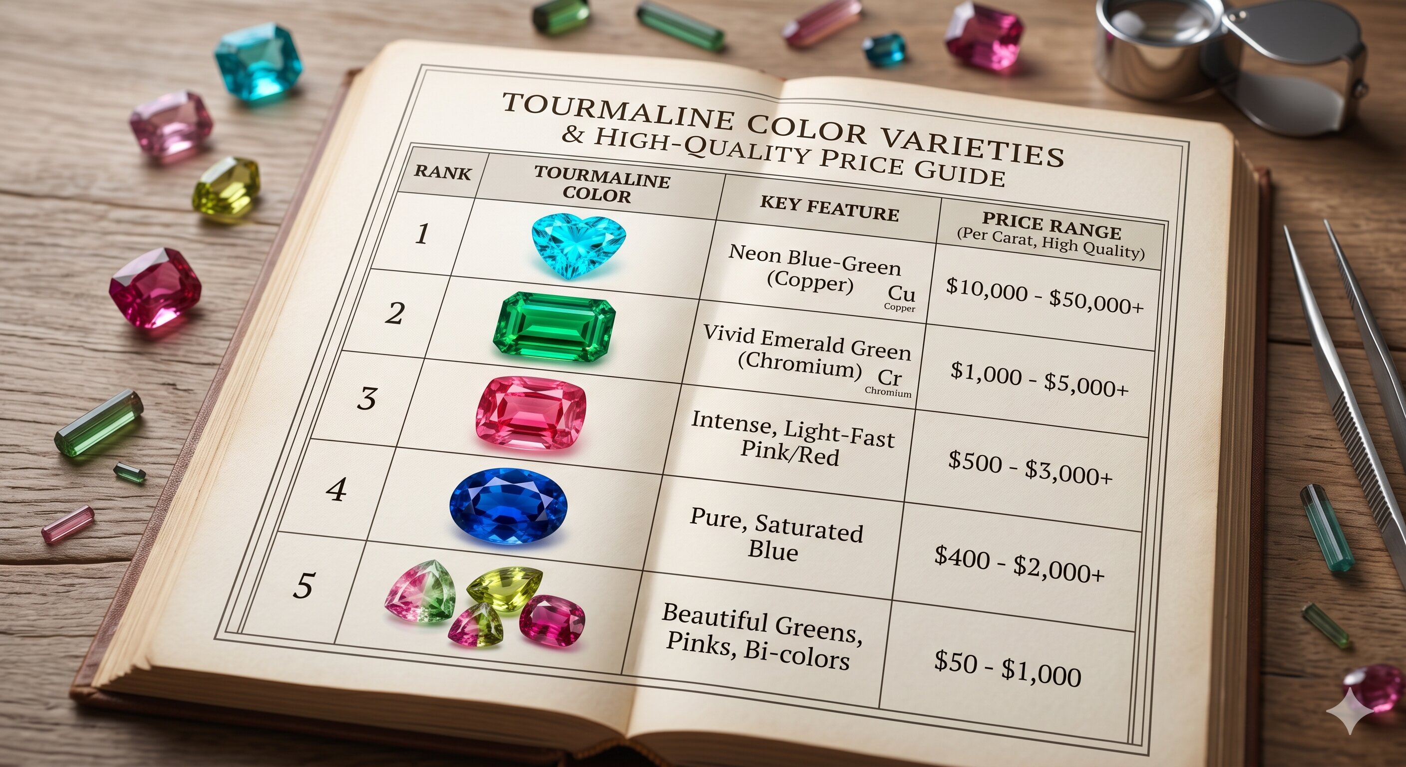 Tourmaline color visualize the value